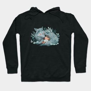 Cute Wolf Animal Loving Cuddle Embrace Children Kid Tenderness Hoodie